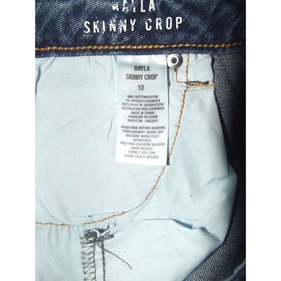 Aeropostle 10 x 27" Bayla Skinny Crop Jeans cropped cotton stretch distressed bl - Picture 5 of 7